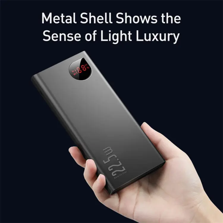 Baseus Power Bank Adaman 22.5w 20000Mah PPAD000101 Metal Digital Display Power Bank -Black